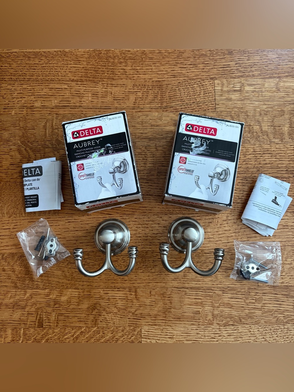 Lot of 2 Delta AUB35-SN Aubrey Multi Purpose Hooks Brushed Nickel New Open Box